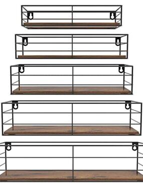 New Floating Wall Shelves Set of 5, Wall Mounted Bathroom Shelves